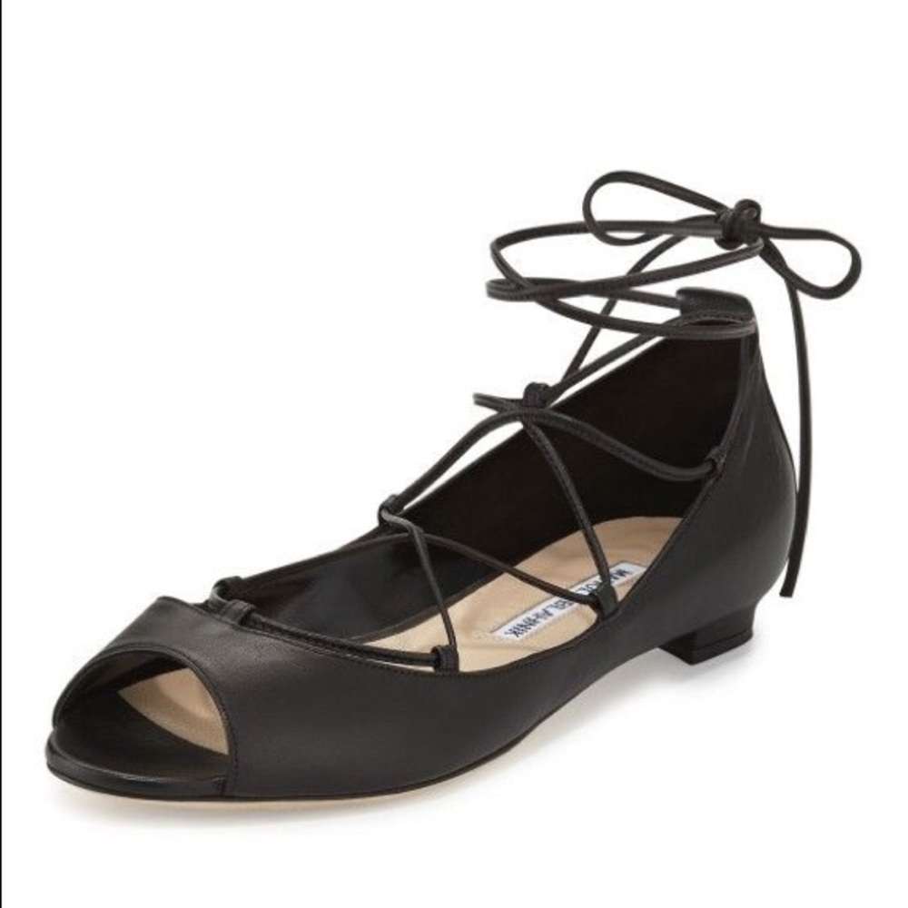 Manolo Blahnik Peep Toe Flats
